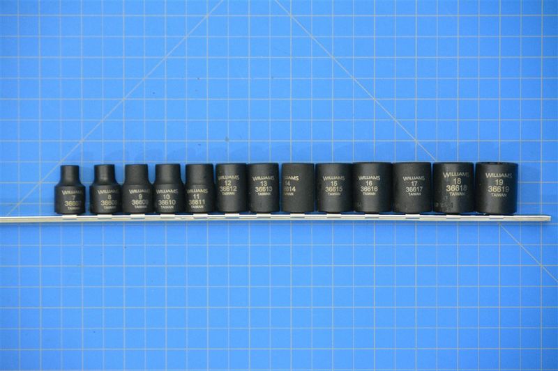 3/8&quot; Drive Shallow Impact Socket Set, 6-Point, Metric, 13 Pieces — Williams Industrial Tools (JHW36923)