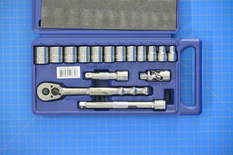 16-Piece 3/8&quot; Drive Socket and Drive Tool Set, 6-Point, Compact Case, Metric — Williams Industrial Tools (JHW50665)