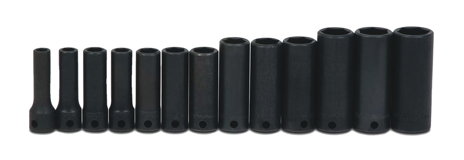 3/8&quot; Drive Deep Impact Socket Set, 6-Point, Metric, 13 Pieces — Williams Industrial Tools (JHWMS-12-13H)