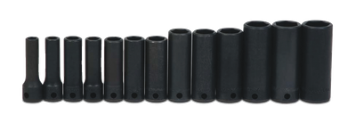 3/8&quot; Drive Deep Impact Socket Set, 6-Point, Metric, 13 Pieces — Williams Industrial Tools (JHWMS-12-13H)