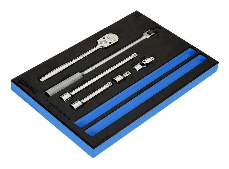 6-Piece 1/2&quot; Drive Ratchet &amp; Drive Tool Set in 1/3 Foam Drawer Insert — Williams Industrial Tools (JHWFWSS-6SDT)
