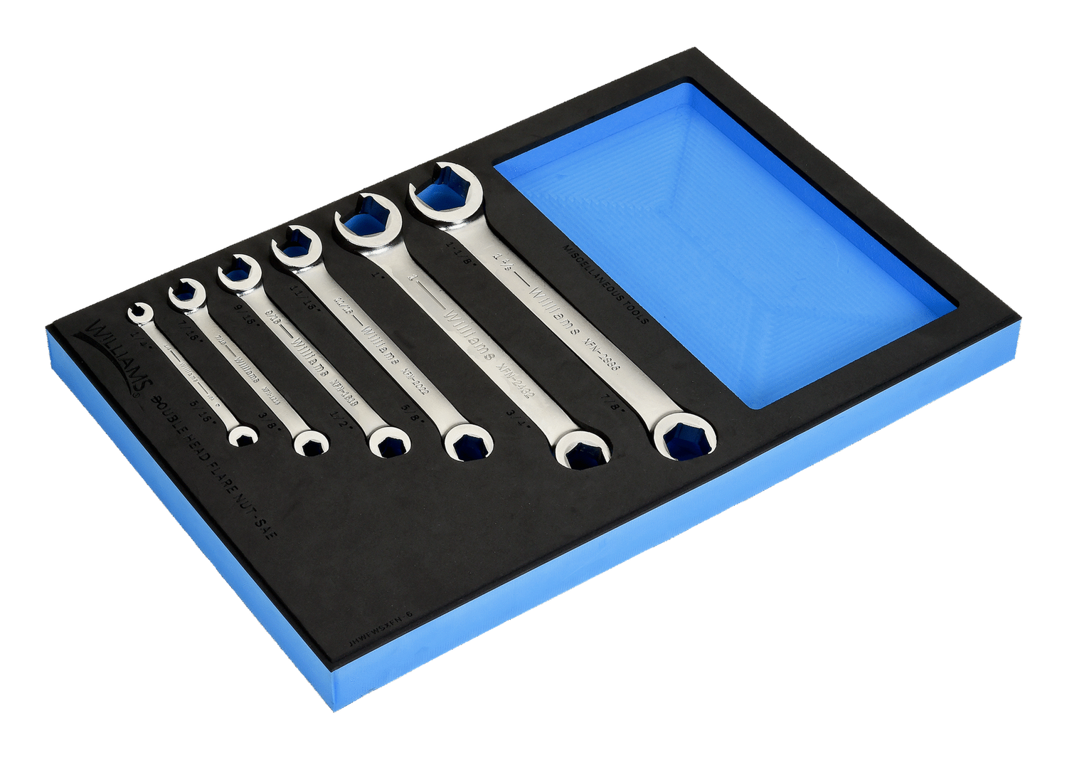 6-Piece SAE Double Flare Nut Wrench Set in 1/3 Foam Drawer Insert — Williams Industrial Tools (JHWFWSXFN-6)