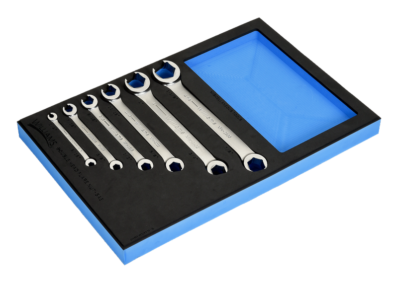 6-Piece SAE Double Flare Nut Wrench Set in 1/3 Foam Drawer Insert — Williams Industrial Tools (JHWFWSXFN-6)