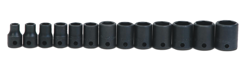 3/8&quot; Drive Shallow Impact Sockets, 6-Point, SAE, 13-Piece Set — Williams Industrial Tools (JHWWS-2-13)