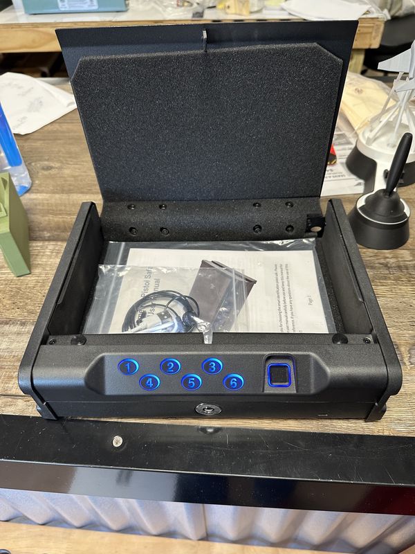 Compact Gun Safe With Biometric Fingerprint &amp; Keypad – Secure Pistol Storage Box