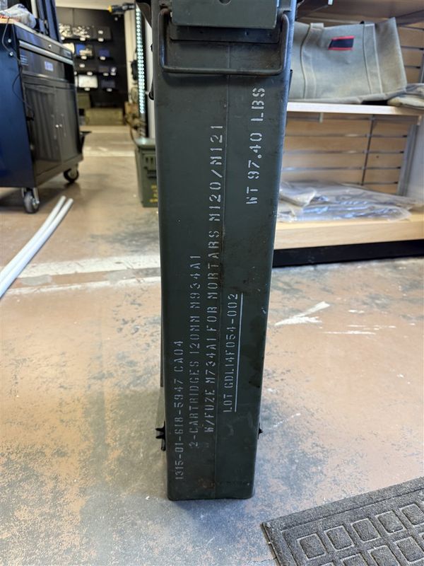 U.S. Military 120mm Mortar Ammo Can – Extra-Large Heavy-Duty Ordnance Storage Container