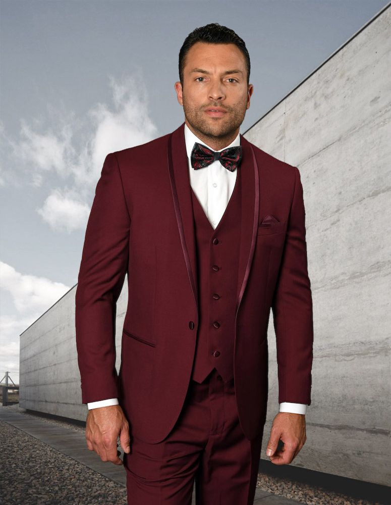 TUXEDO STATEMENT (CAESAR BURGUNDY), Color: BURGUNDY, Size: 36S