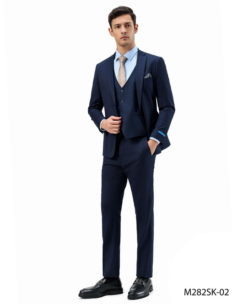 SEAN ALEXANDER 3PC SUIT (M282SK-02)NAVY, Colour: NAVY, Size: 34S