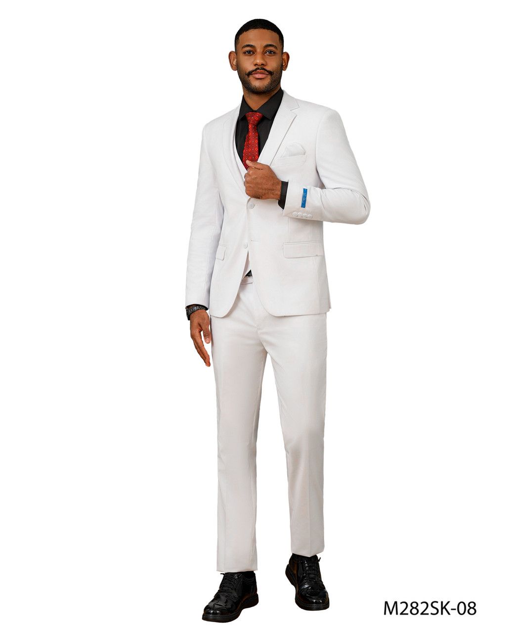 SEAN ALEXANDER 3PCS SUIT (M282SK-08)WHITE, Color: WHITE, Size: 34S