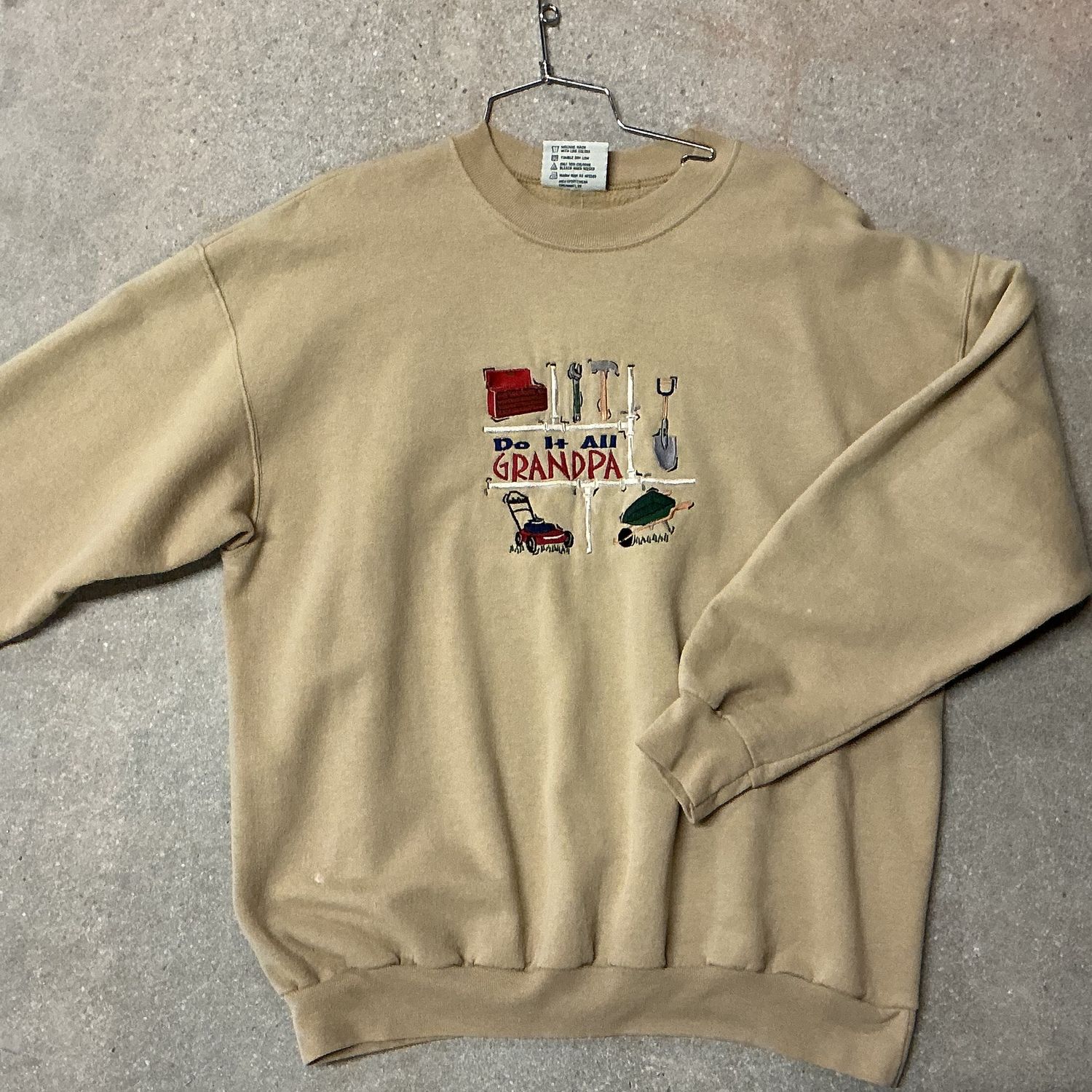 Do It All Grandpa Crewneck, Color: TAN, Size: LARGE
