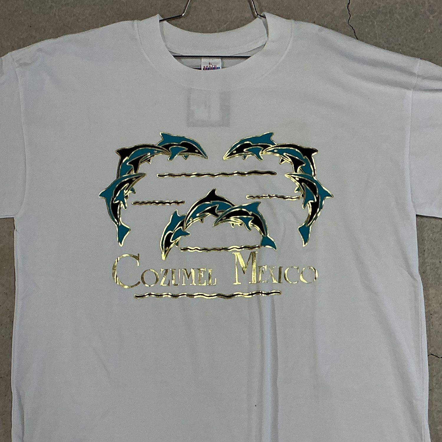 Cozumel Mexico Dolphin Tee, Color: WHITE, Size: X-LARGE