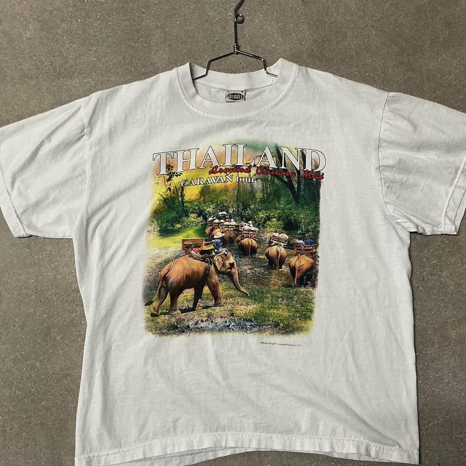 Thailand Elephant Tee, Color: WHITE, Size: LARGE