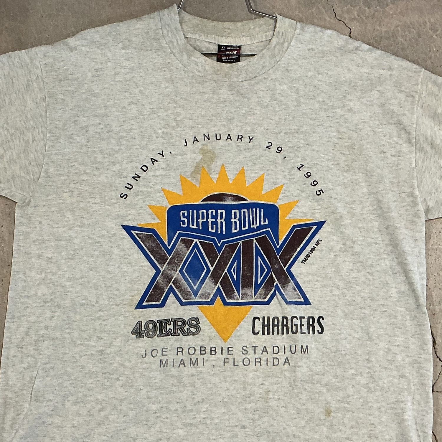 Superbowl XXIX Tee, Color: GREY, Size: XL