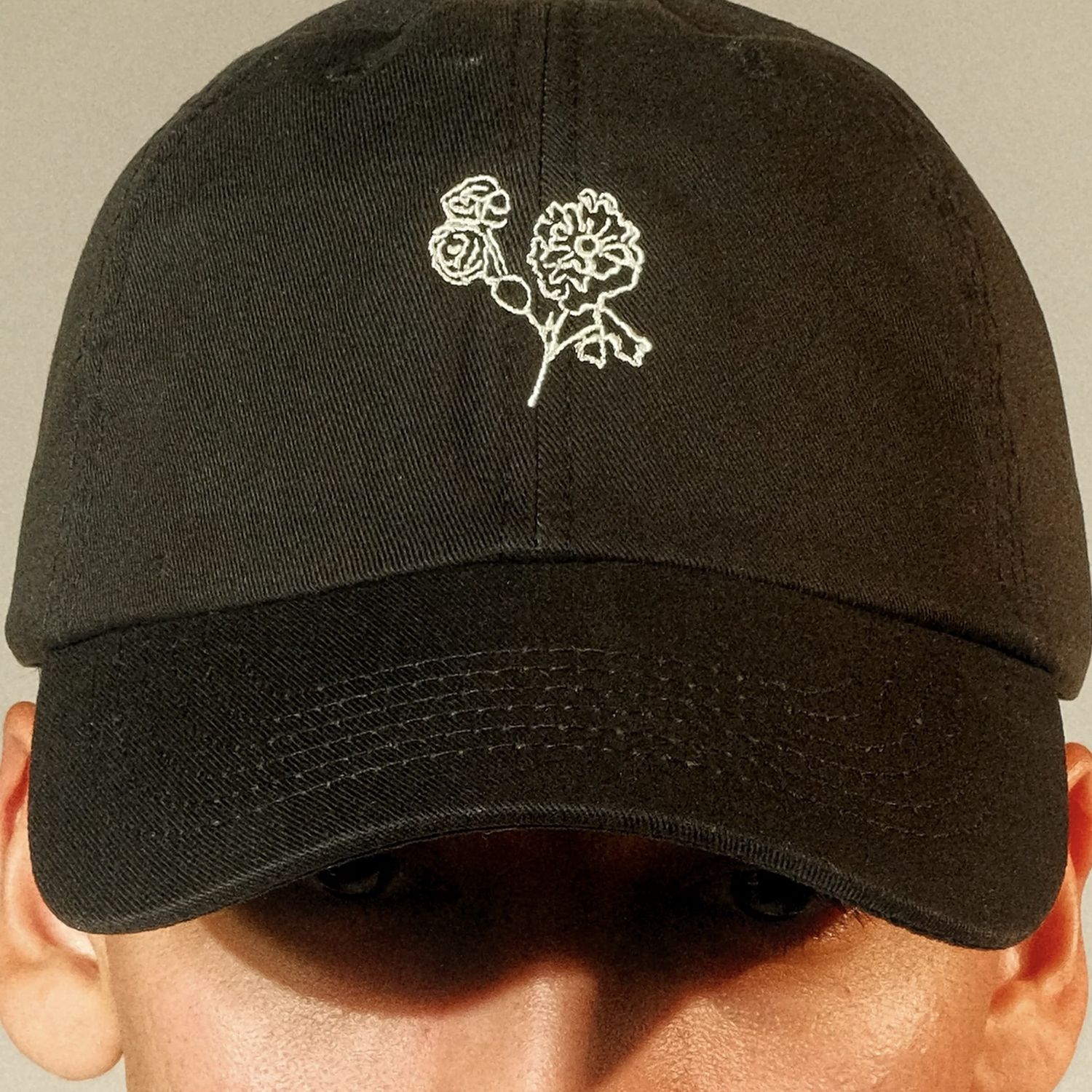 Garden Flower Dad Hat, Color: Black