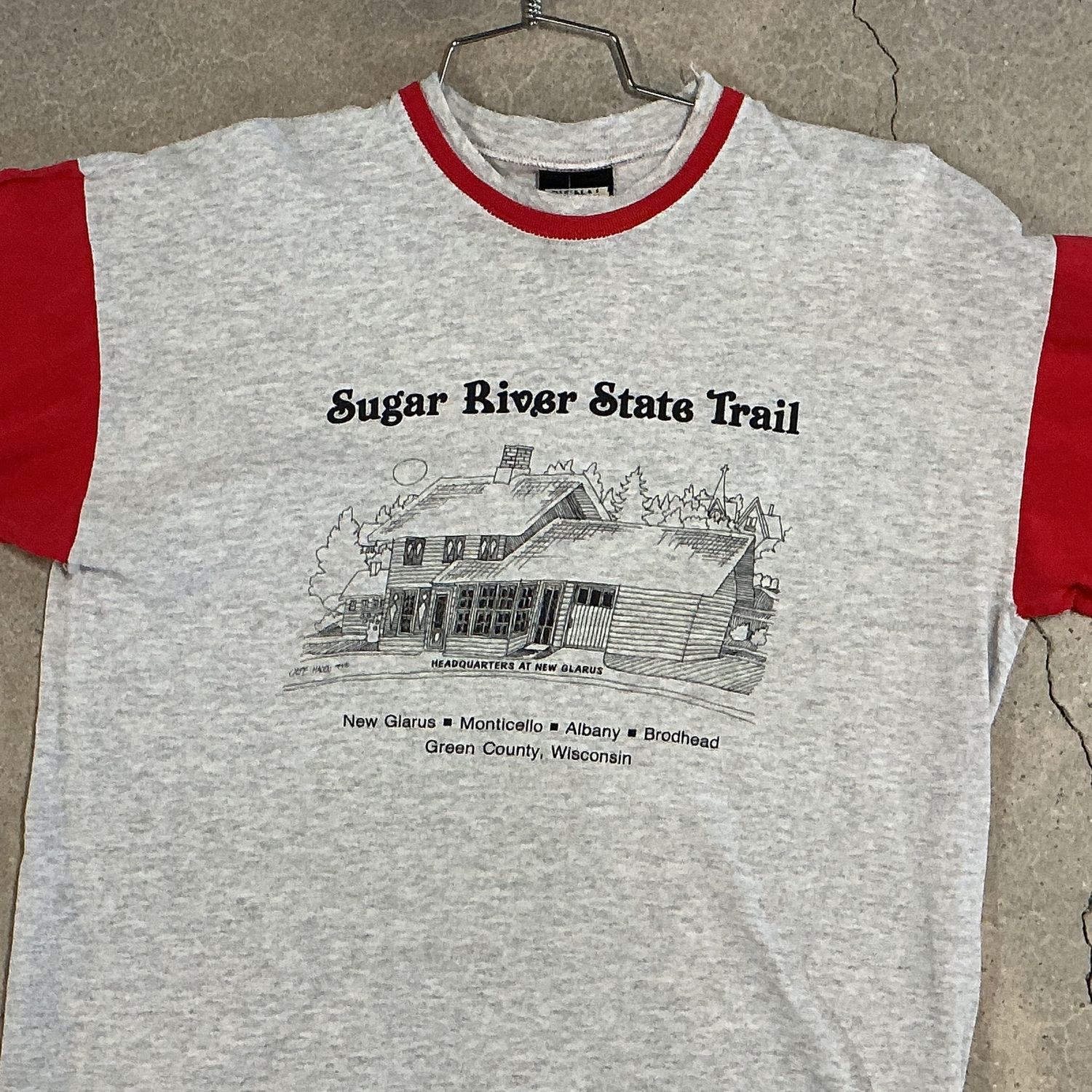 Sugar River State Trail Ringer, Color: GREY, Size: Large