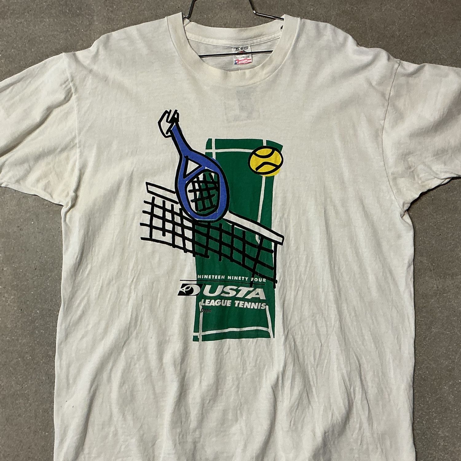 USTA Racket Tee, Color: WHITE, Size: XL
