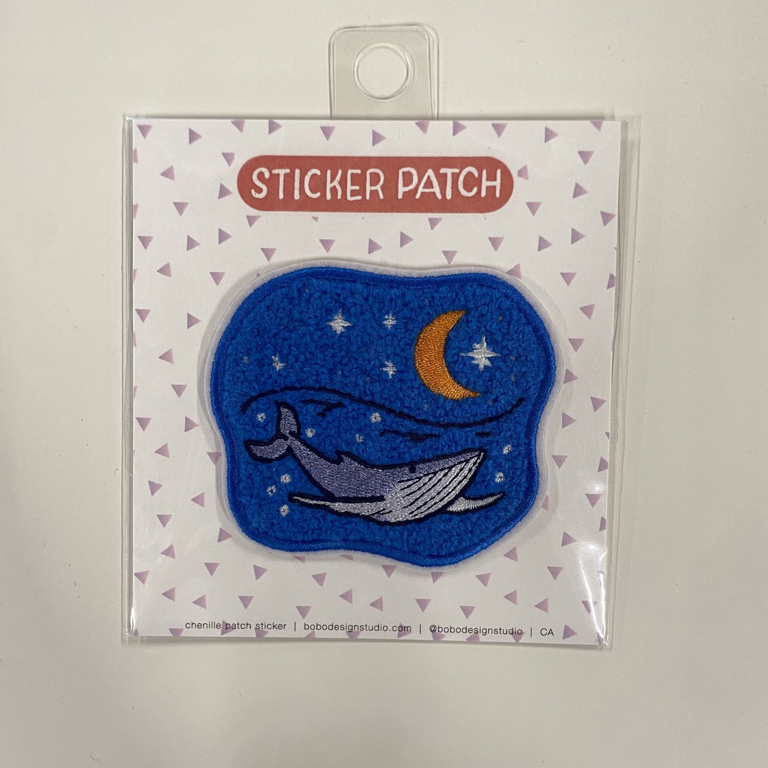 Whimsical Whale - Chenille Woven Sticker Patch
