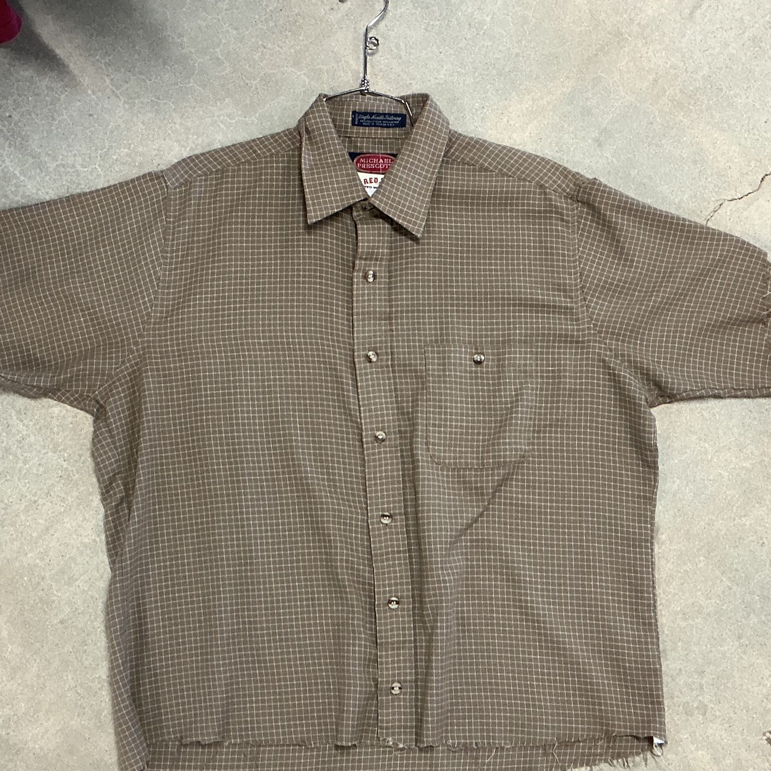 Michael Prescott Cropped Flannel, Color: BROWN, Size: LARGE