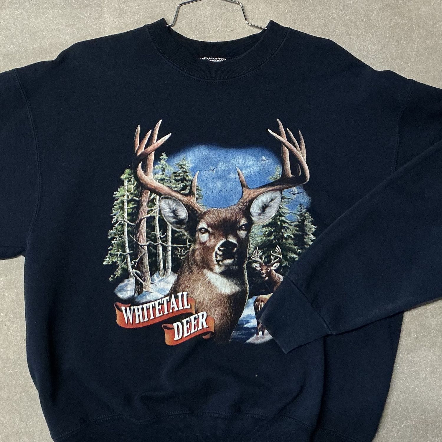 White Tail Deer Crewneck, Color: BLUE, Size: LARGE