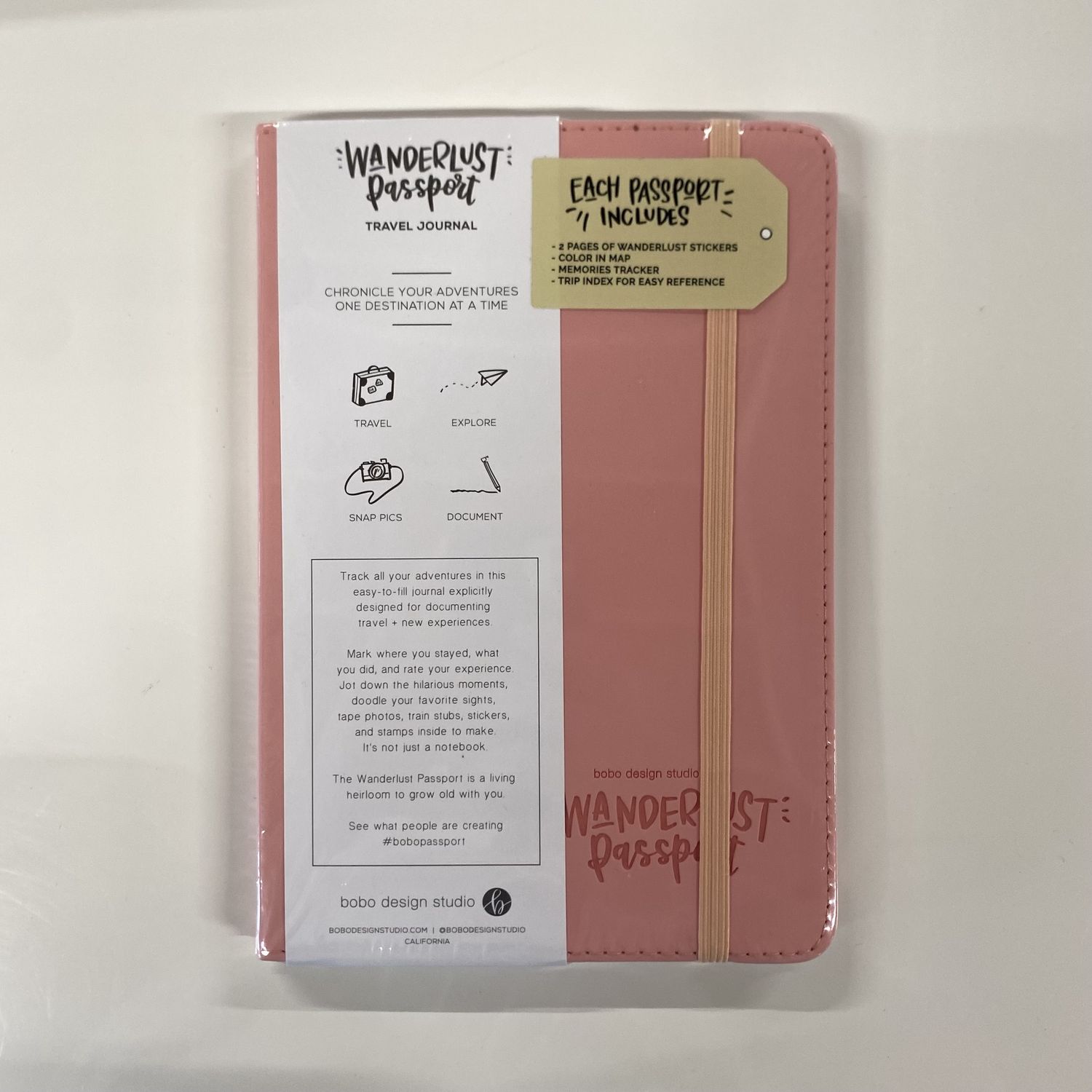 Wanderlust Passport Travel Journal, Color: Dusty Pink