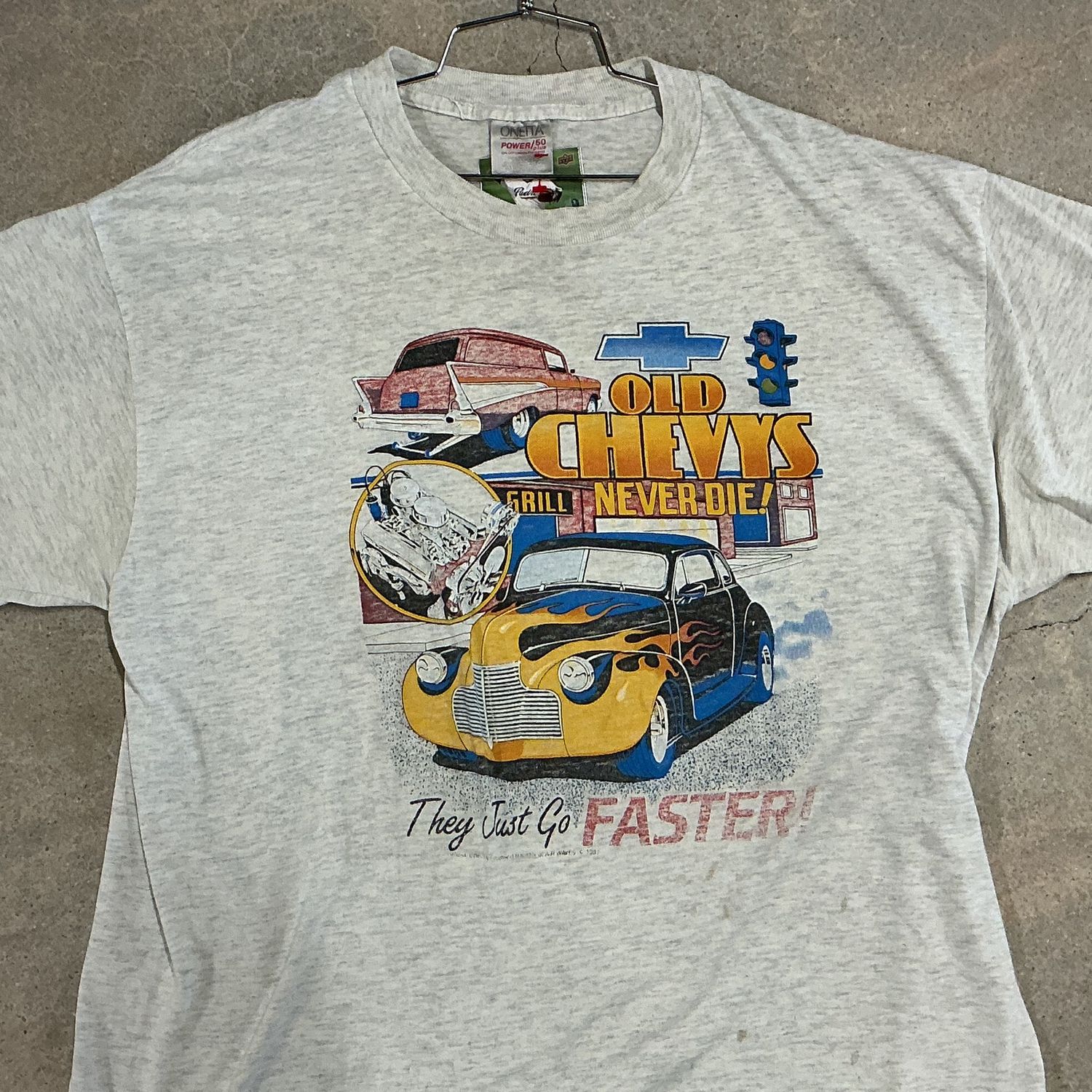 Old Chevys Never Die Tee, Color: GREY, Size: XXL