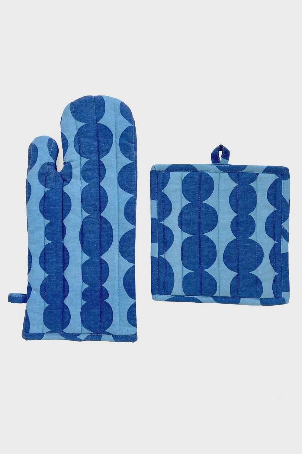 See Design - Oven Mitt &amp; Potholder Set, Color: Blue/Blue