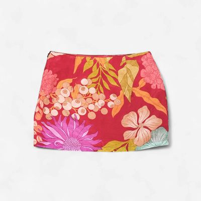 M048 Floral Silk Micro Mini
