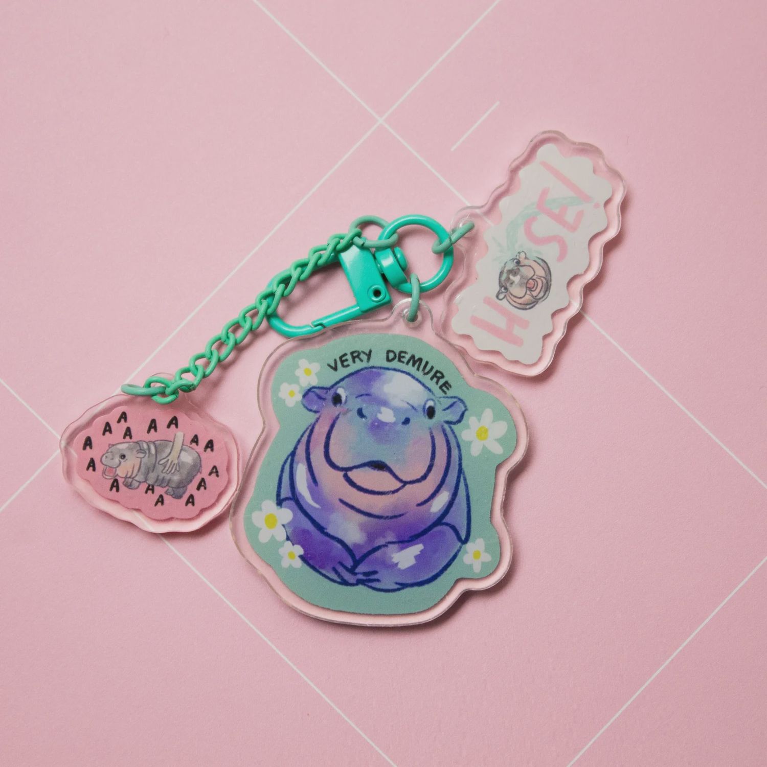 Demure Hippo - Keychain