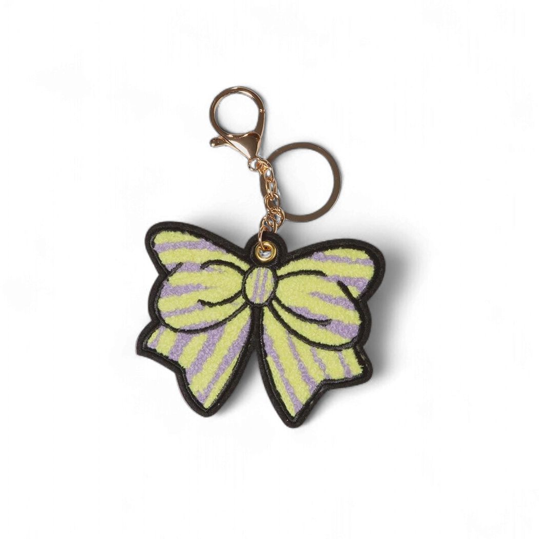 Purple + Yellow Striped Bow Bag Charm
