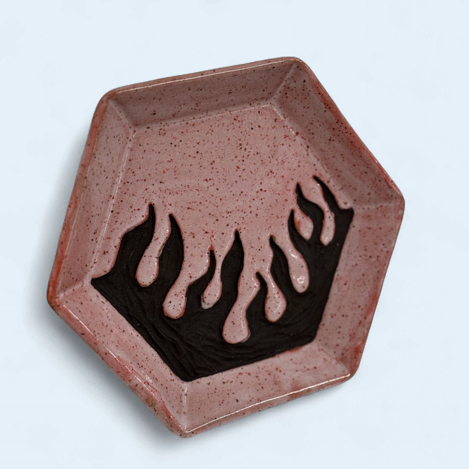 Flame Plate Medium Hexagon, Color: Speckled Pink