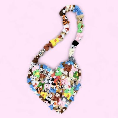 Teddy Heart Shaped Oversized Crossbody Bag