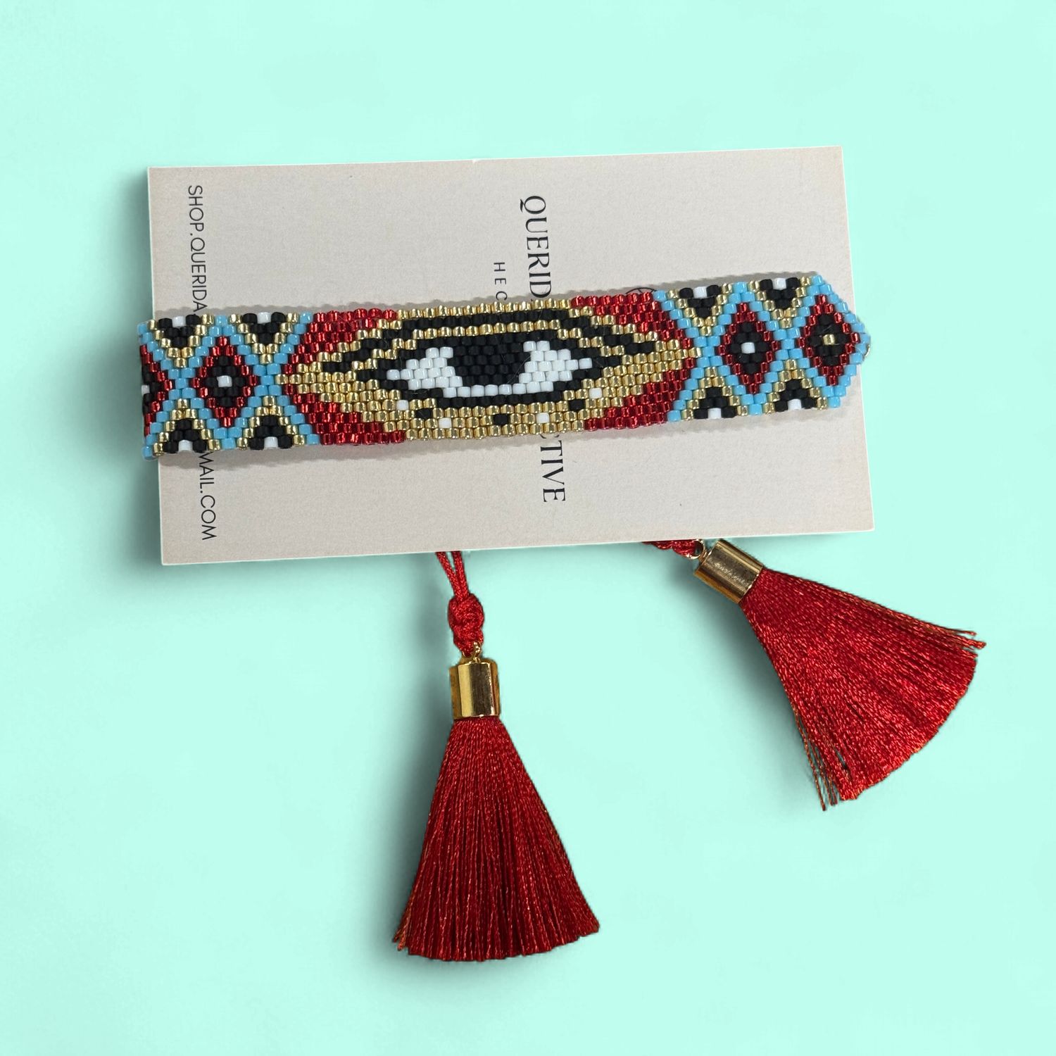 Ojo Turco Red, Gold Blue Bracelet