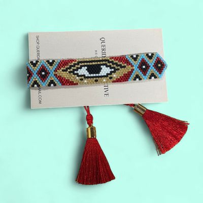 Ojo Turco Red, Gold Blue Bracelet