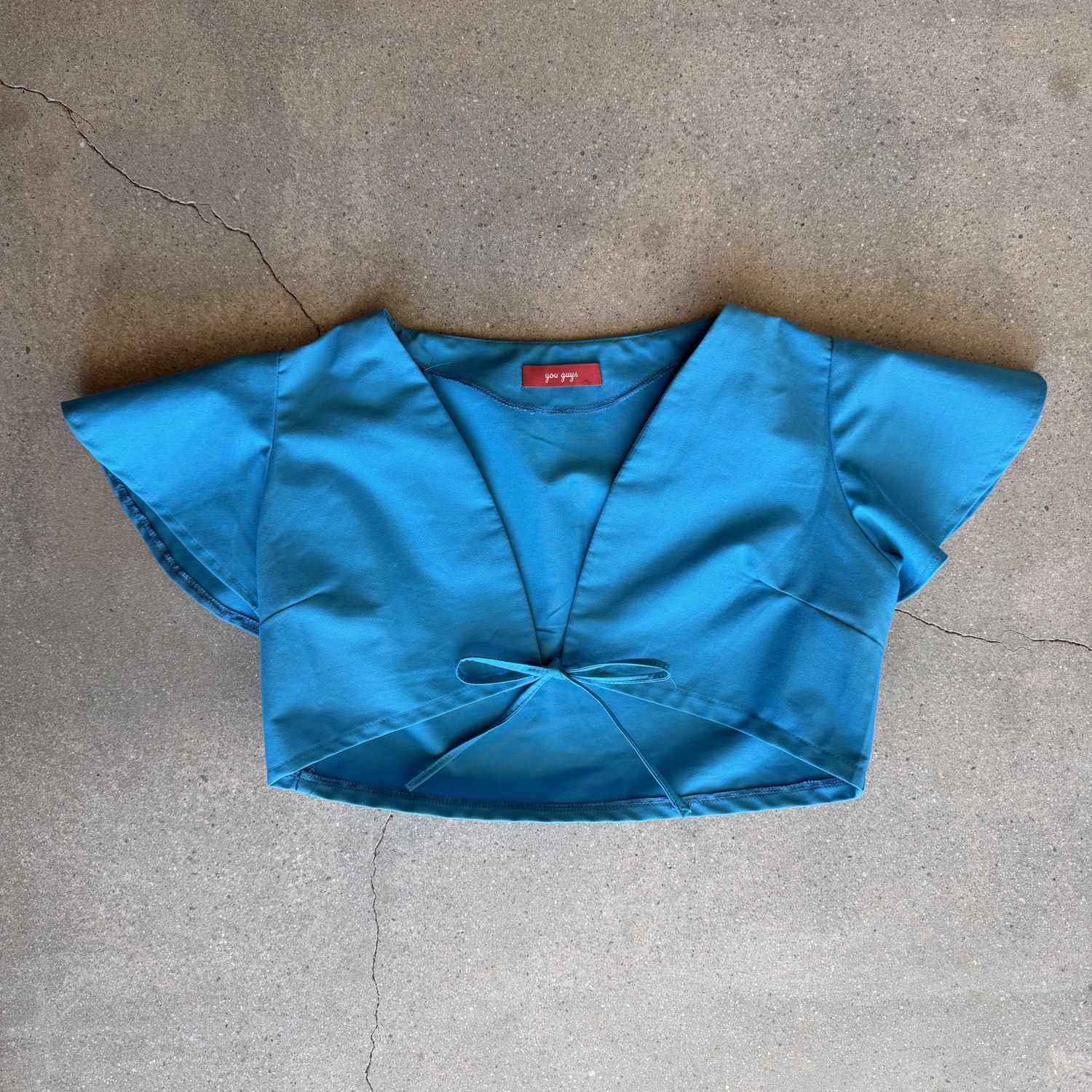 Cropped Tie Top, Style: Blue