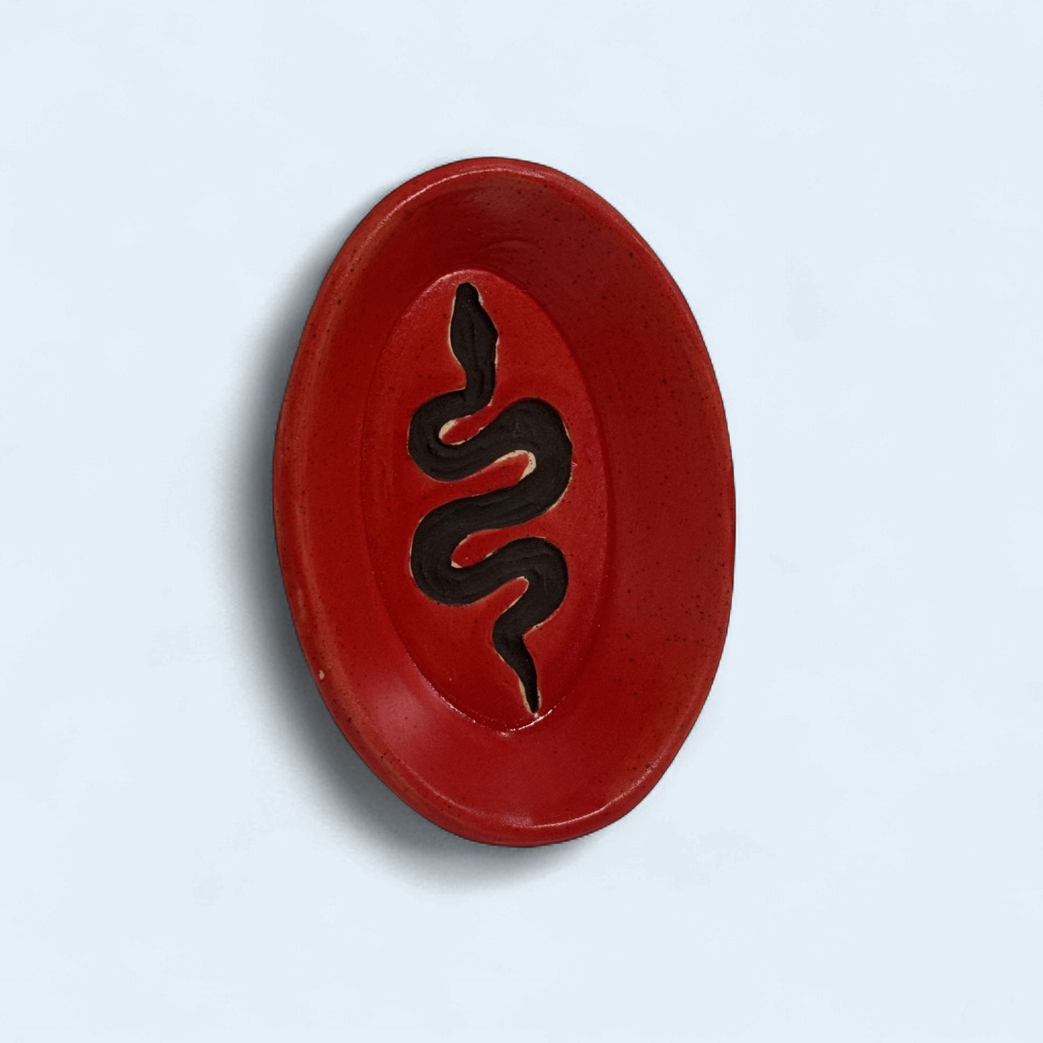 Snake Plate Oval Mini, Color: Red