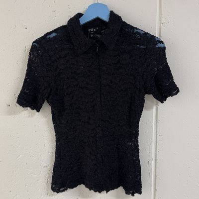 90s Black Lace Zip