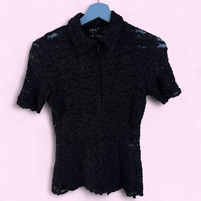 90s Black Lace Zip