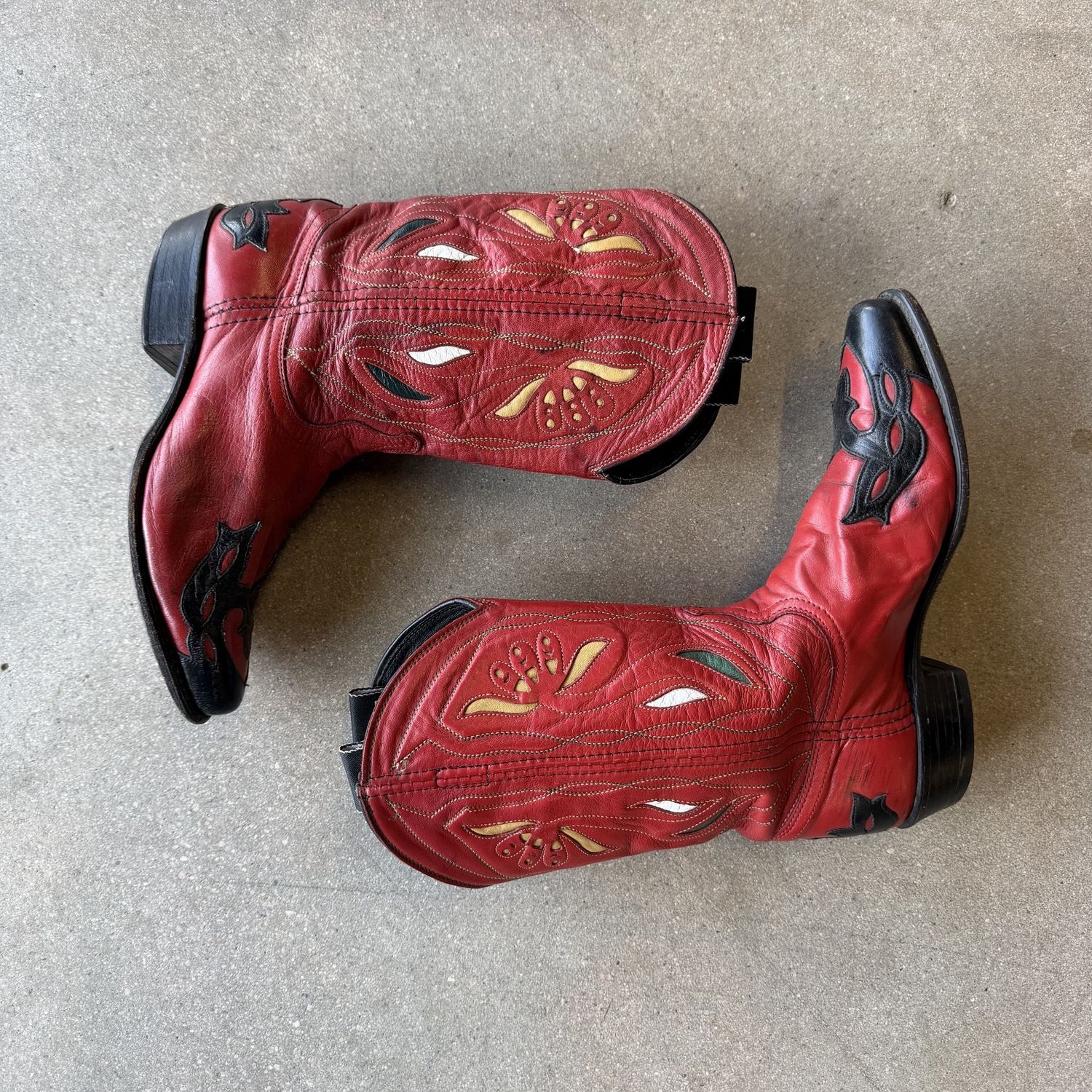Acme Red Inlay Boots