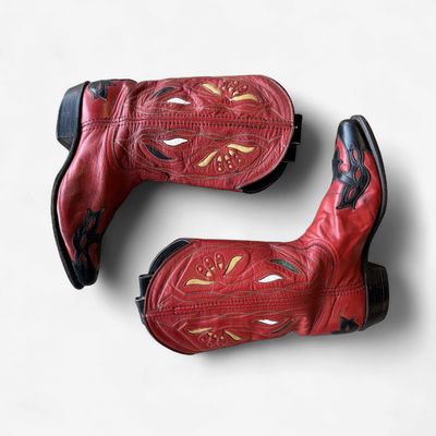 Acme Red Inlay Boots