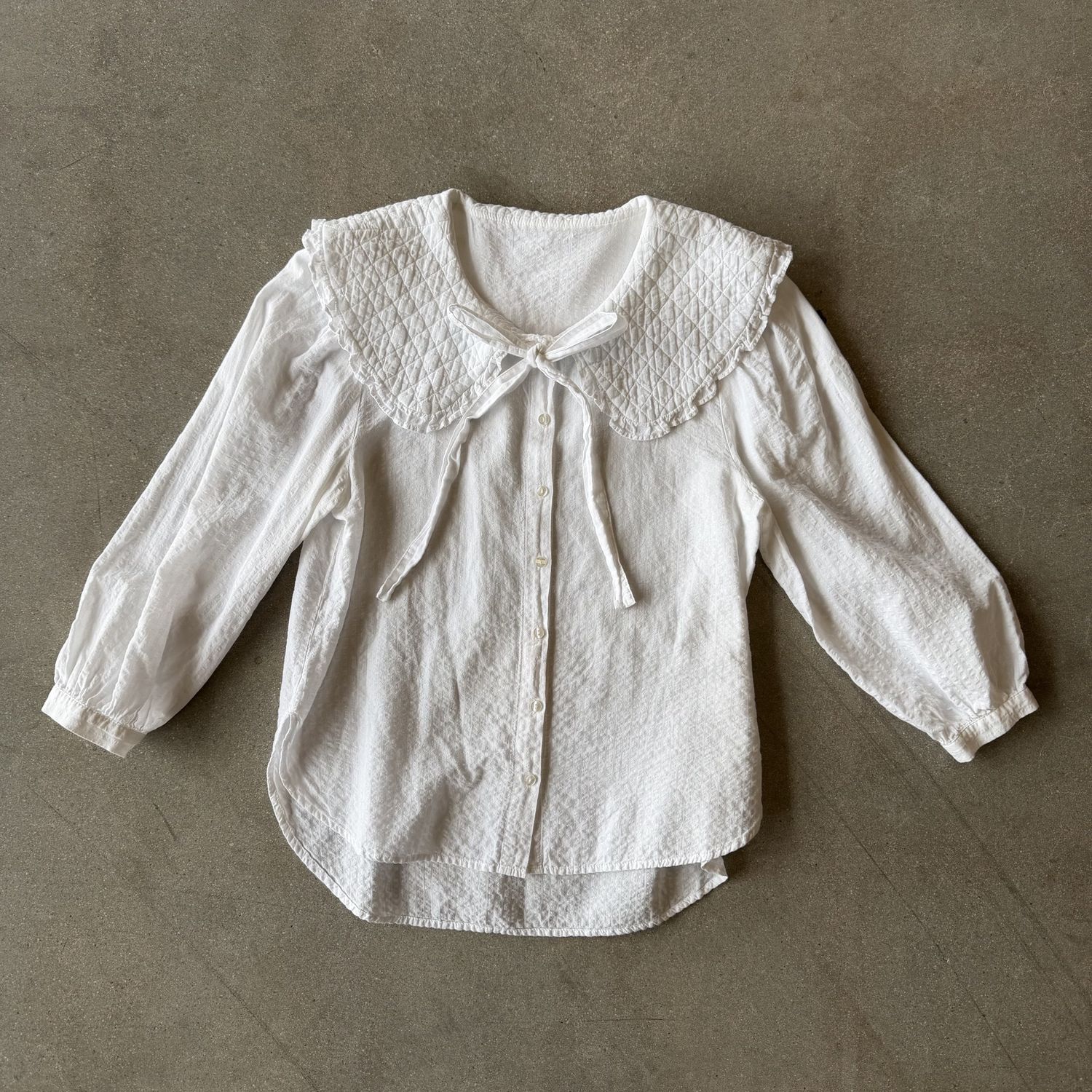 White Wide Collar Blouse