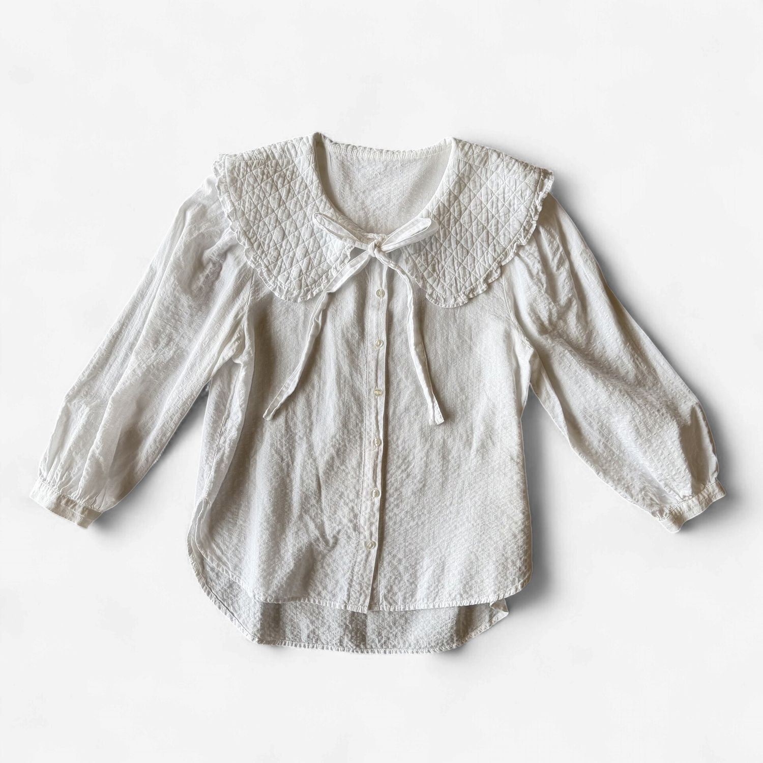 White Wide Collar Blouse