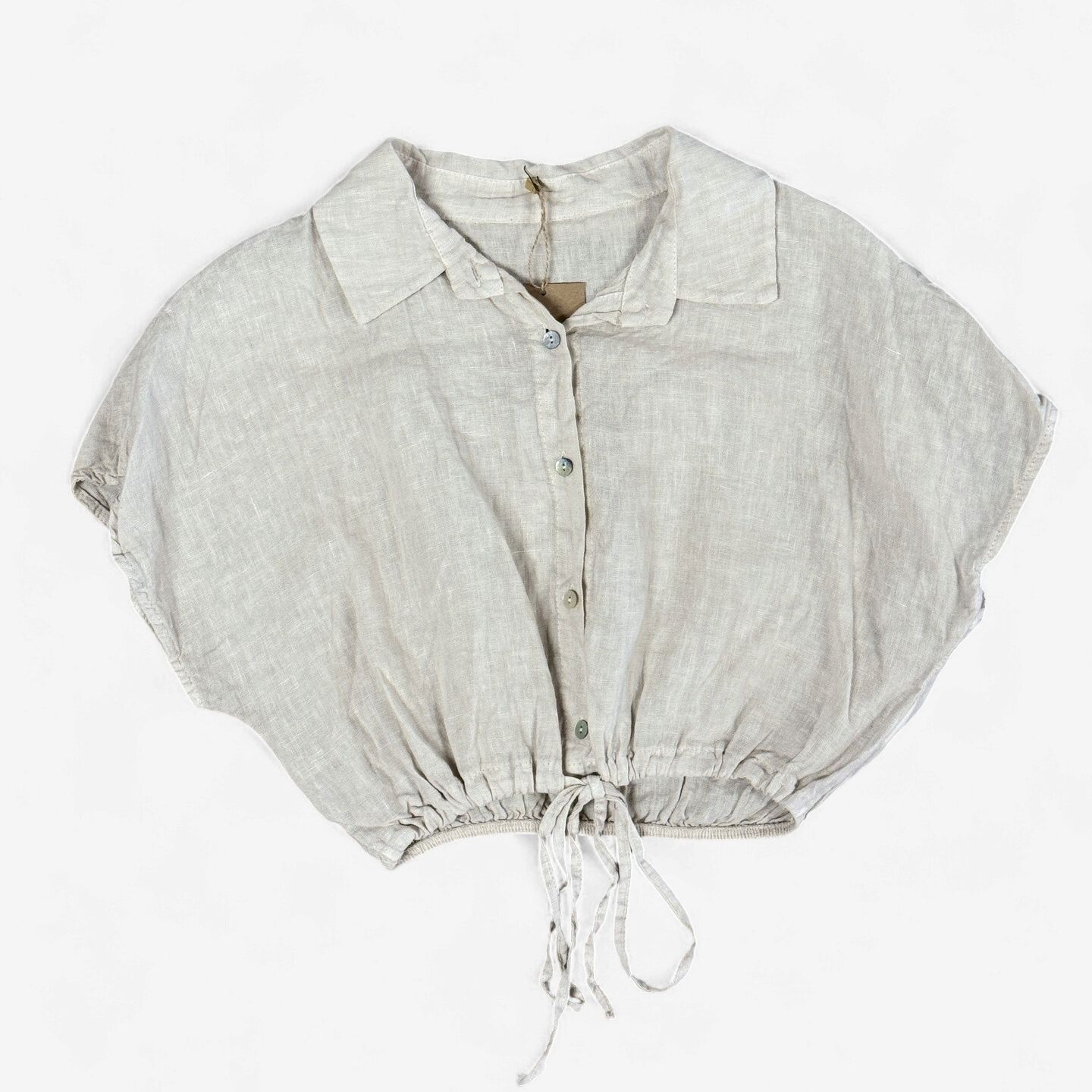 Linen Drawstring Crop Top