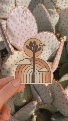 Tall Joshua Tree And Rainbow Sticker