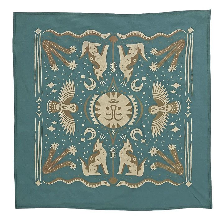 Desert Dusk Western Bandana - Japanese Cotton w/ Rolled Hem Edges - USA