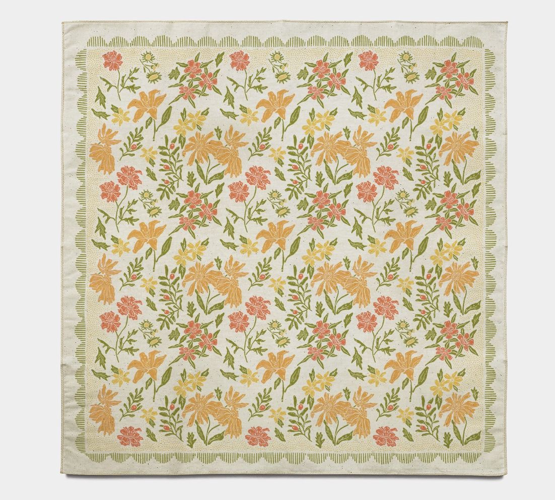 Oklahoma Wildflowers Bandana - Japanese Cotton w/ Rolled Hem Edges - USA