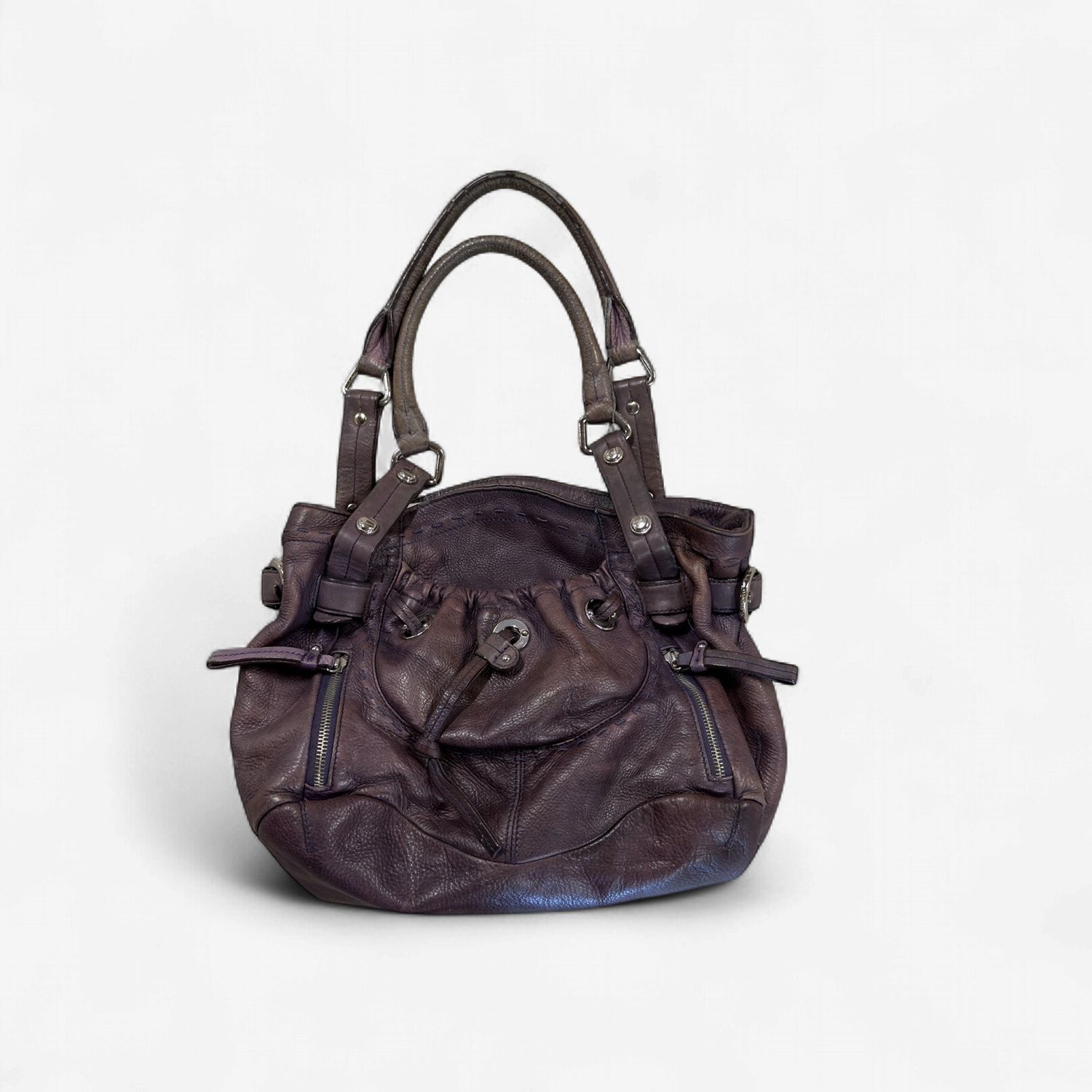 10 B Makowsky plum purple leather hobo bag