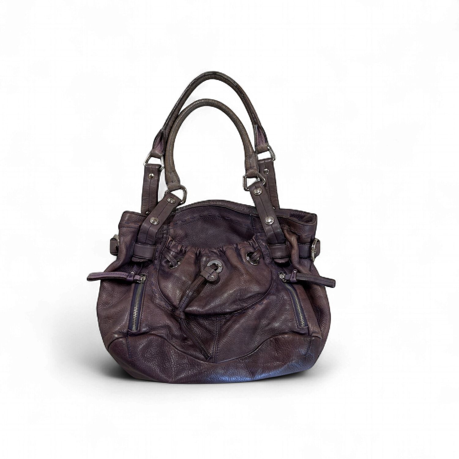 10 B Makowsky plum purple leather hobo bag
