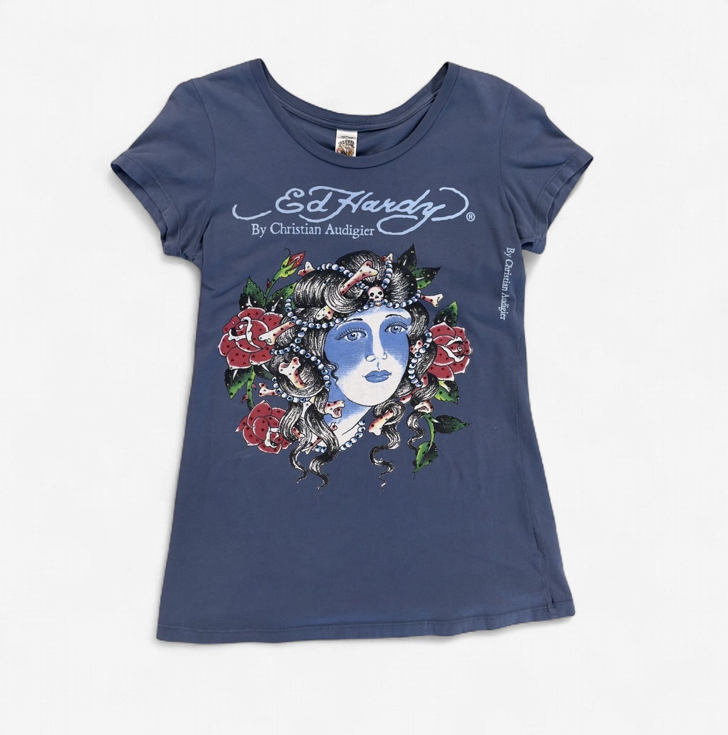 42 Ed Hardy Blue Rhinstone Tee