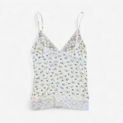 238 Bouche White Floral Cami Top (Made in Italy)