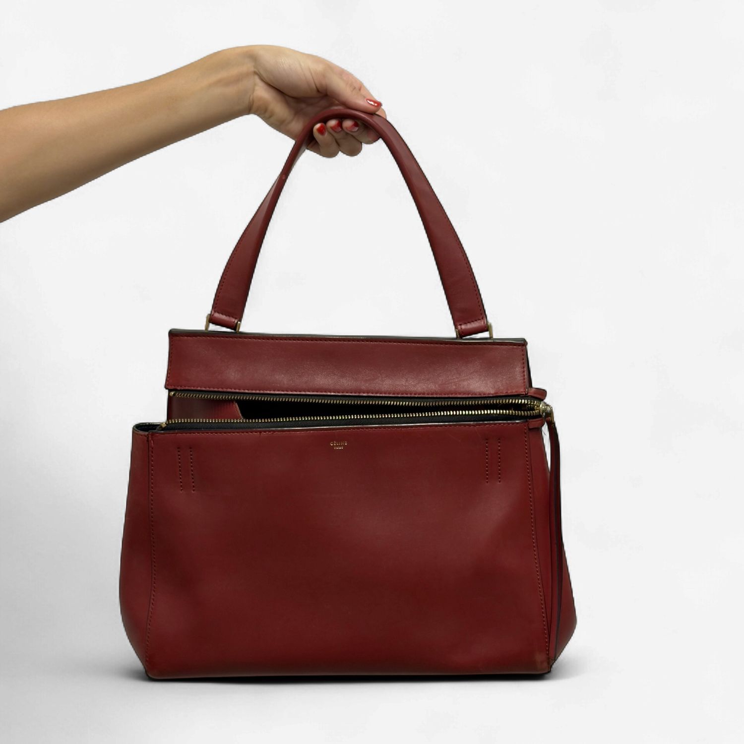 Celine Leather Edge Red Calfskin Handbag